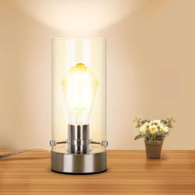 Bedside Table Lamp for Bedroom Living Room, Modern Nightstand Lamp by Kukobo
