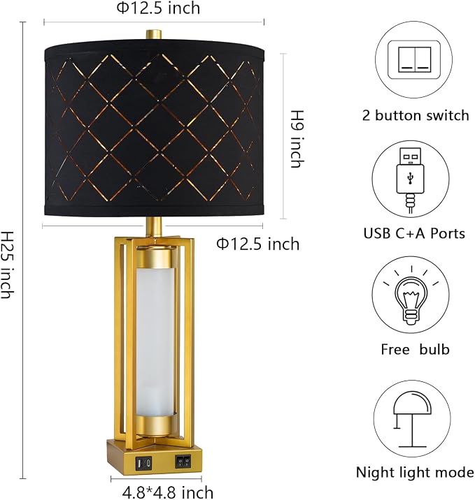 Set of 2 Modern Table Lamps for Living Room Bedroom - Image 6