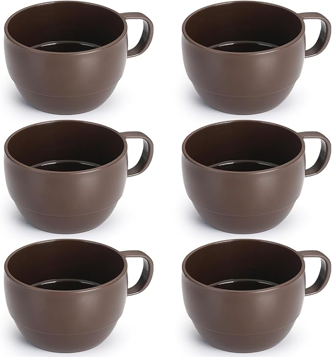 Coffee Mugs Set of 6, Coffee Cups 12oz, Durable Light Weight Plastic Mugs by ReaNea