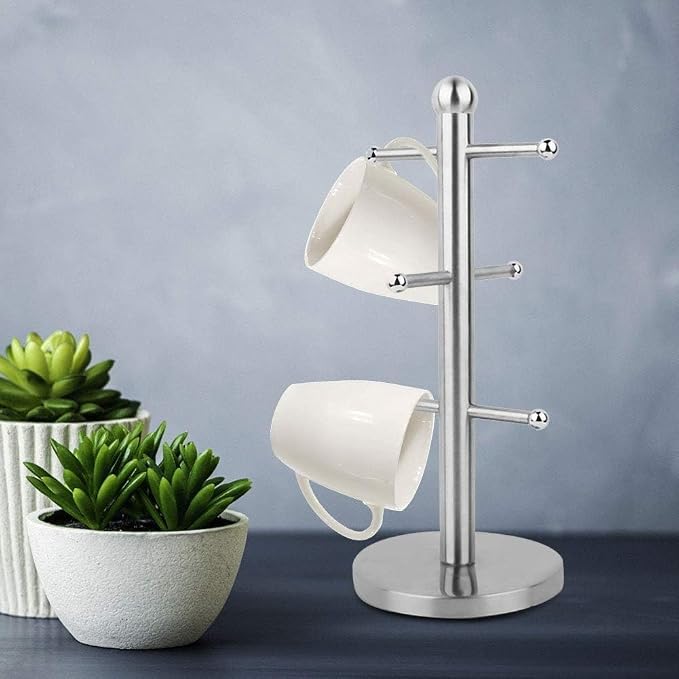 Cyrank Mug Holder, Mug Tree Coffee Cup Tree Coffee Cup Holder Stand Stainless - Image 6