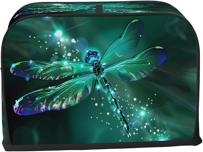 Vintage Green Dragonfly Toaster Cover 2 Slice Wide Slot Washable Appliance - Image 2
