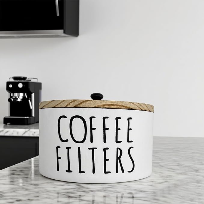 Coffee Filter Holder Filter Box Storage Container Rustic Filter Dispenser Basket - Image 4