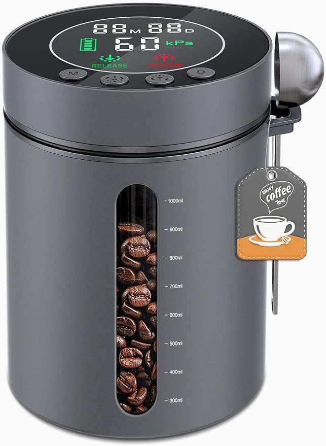 Automatic Vacuum Coffee Canister, 1.3L Airtight Food Storage Containers by ZDXBO