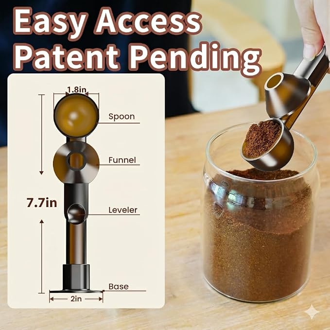 Coffee Scoop with Funnel for Ground Coffee, Protein Powder & Tea, for Reusable - Image 3