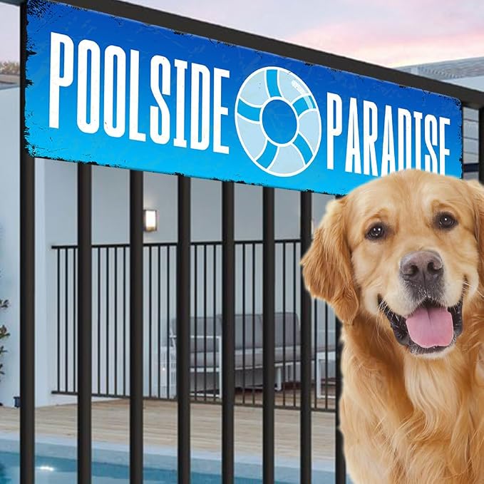 Poolside Paradise Gradient Blue Tin Sign Vintage Metal Sign Retro Wall Art - Image 5