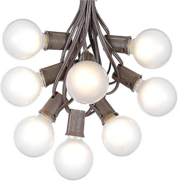 G50 Patio String Lights with 125 Frosted Globe Bulbs – Outdoor String Lights – by NoveltyLights-LightExperts