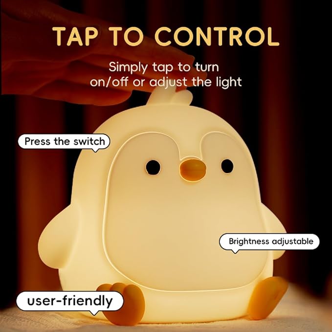 Penguin Night Light for Adults, Dimmable Cute Silicone Animal Nightlight - Image 4