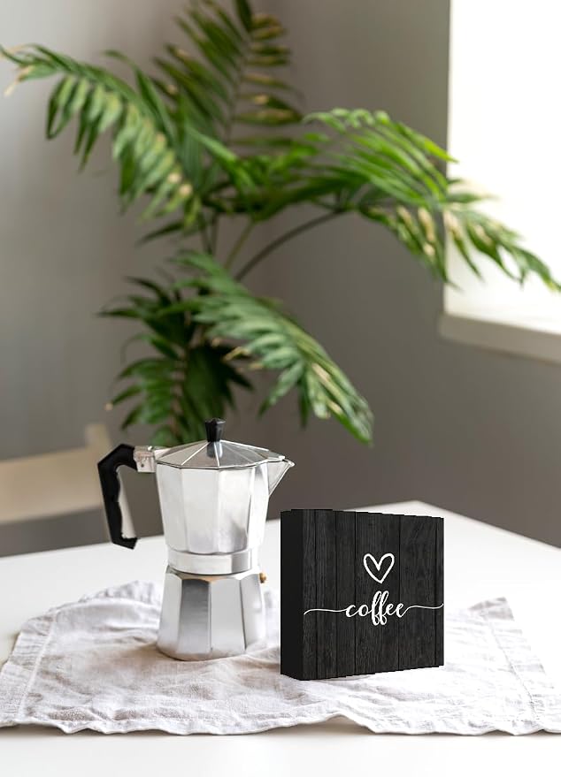 Mtrgdn Coffee Sign Wooden Box Decor, Coffee Bar Station Accessories, Rustic - Image 6