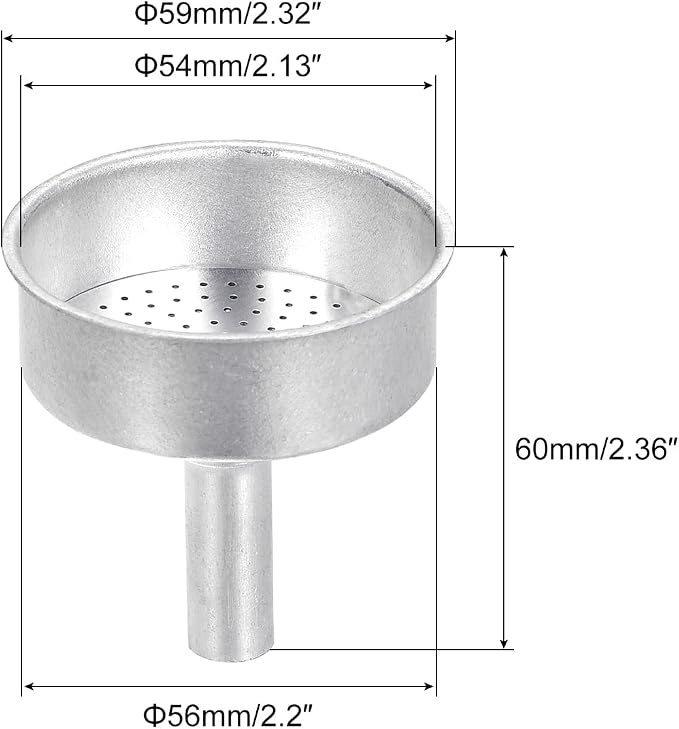 MECCANIXITY Aluminium Funnel Filter Replacement 59x56x60mm Silver - Image 2