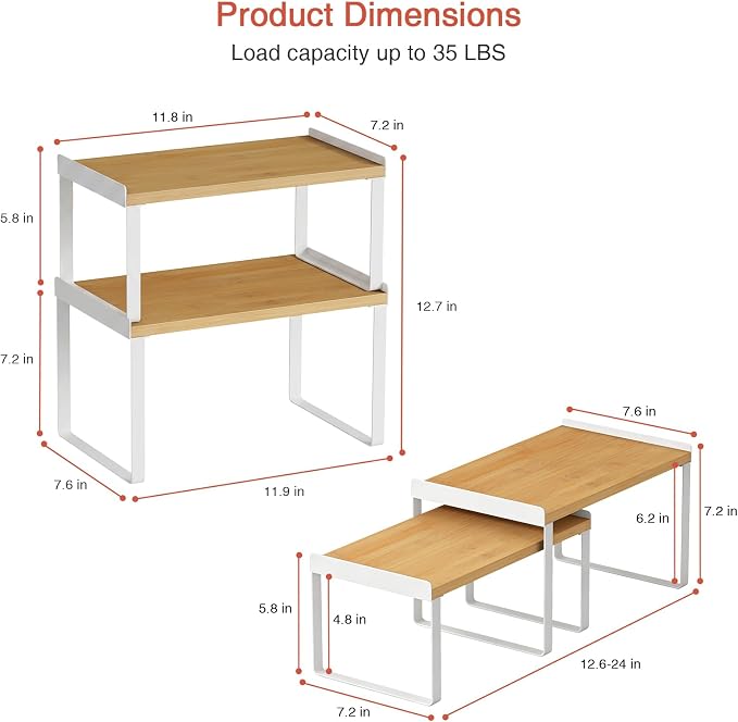 Goozii Cabinet Shelf Organizers Set of 4, Kitchen Countertop Rack - Image 6