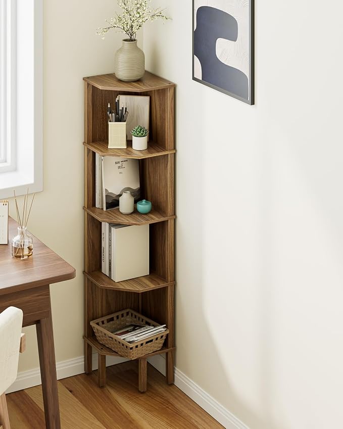 Corner Shelf, 5 Tier Corner Bookshelf, Display Corner Shelf Stand - Image 8