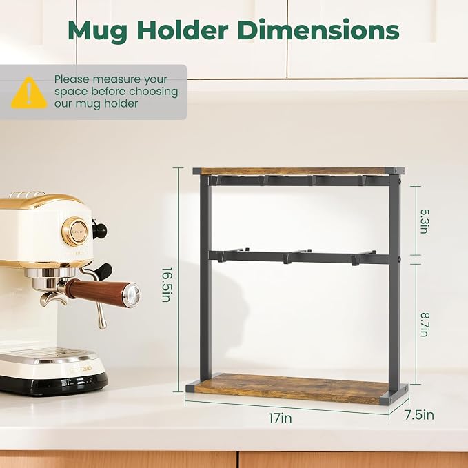 EsLuker.ly Coffee Mug Holder Cup Tree Rack - Image 2