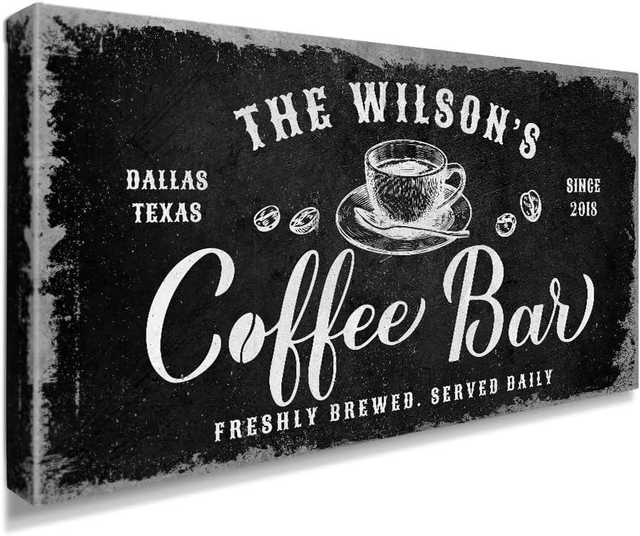 IPIC - Custom Coffee Bar Sign, Personalized Wall Art Decor, Large Canvas Wall by IPIC