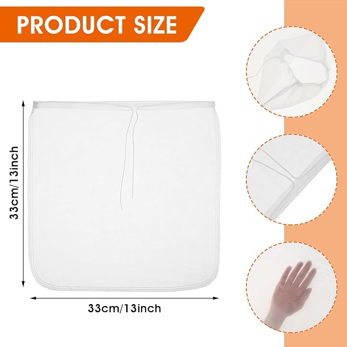 WLLHYF 4 Pack Nylon Nut Milk Bag 13×13 Inches Fine Mesh Cheese Cloth Multiple - Image 2