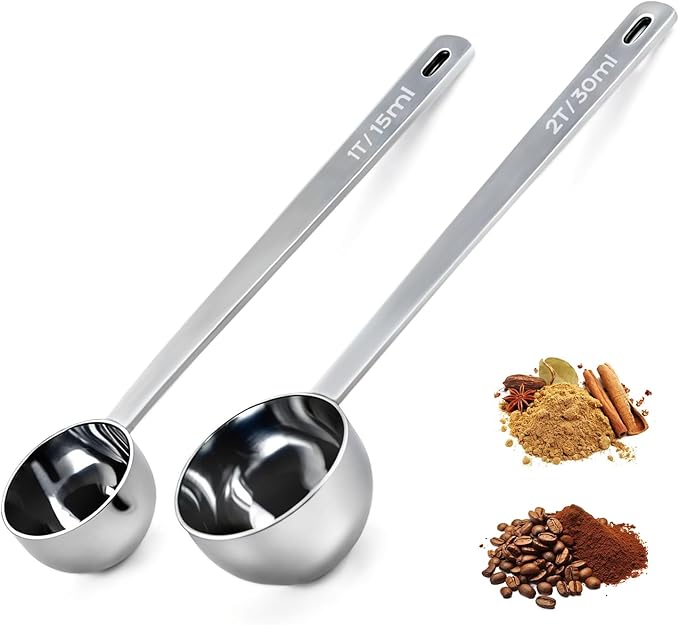 2PCS Coffee Scoop for Ground Coffee Stainless Steel Measuring Spoons Long by Unknown