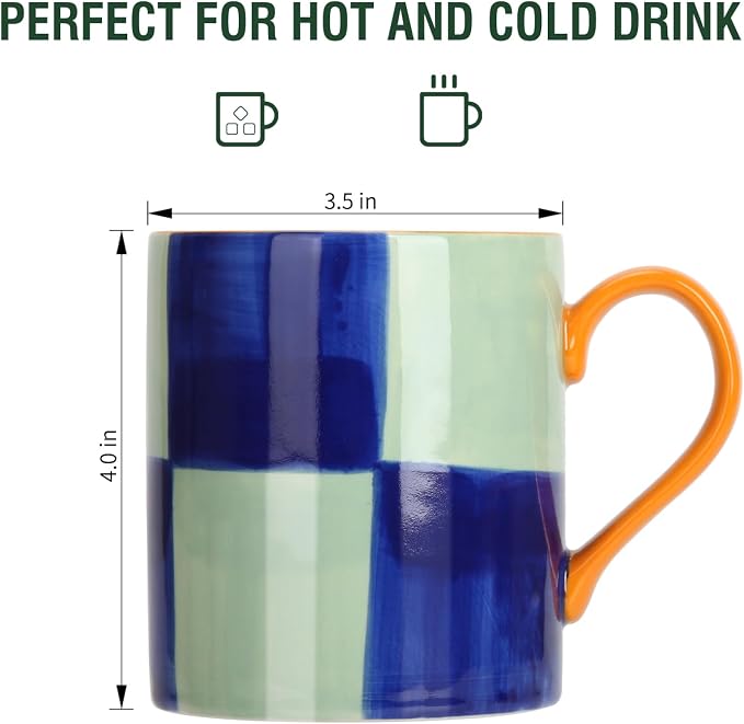 Koja 16 oz Premium Hand Painted Porcelain Ceramic Mug Set, Large Coffee & Tea - Image 2