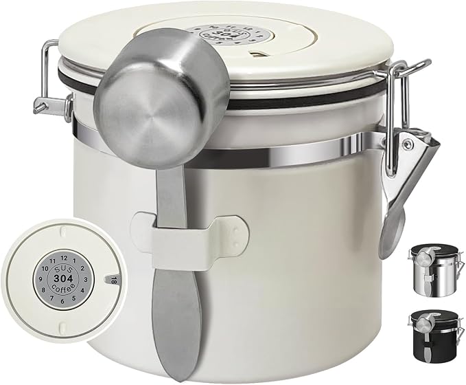 1.2L Airtight Vacuum Coffee Canister, Stainless Steel Storage Container by DTXIAQIAO