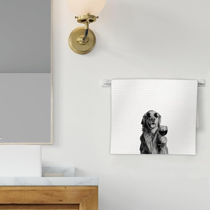 Golden Retriever Gifts Wine Kitchen Towels, Gifts - Image 2