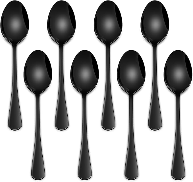 DEHOV 4.7 Inch Coffee & Tea Spoons, 8-Piece Black Stainless Steel Espresso by DEHOVKitchen