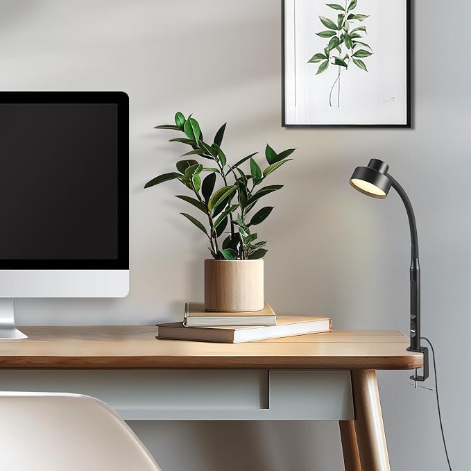 Globe Electric 62000036 15" LED Integrated Clamp Desk Lamp, Matte Black - Image 3