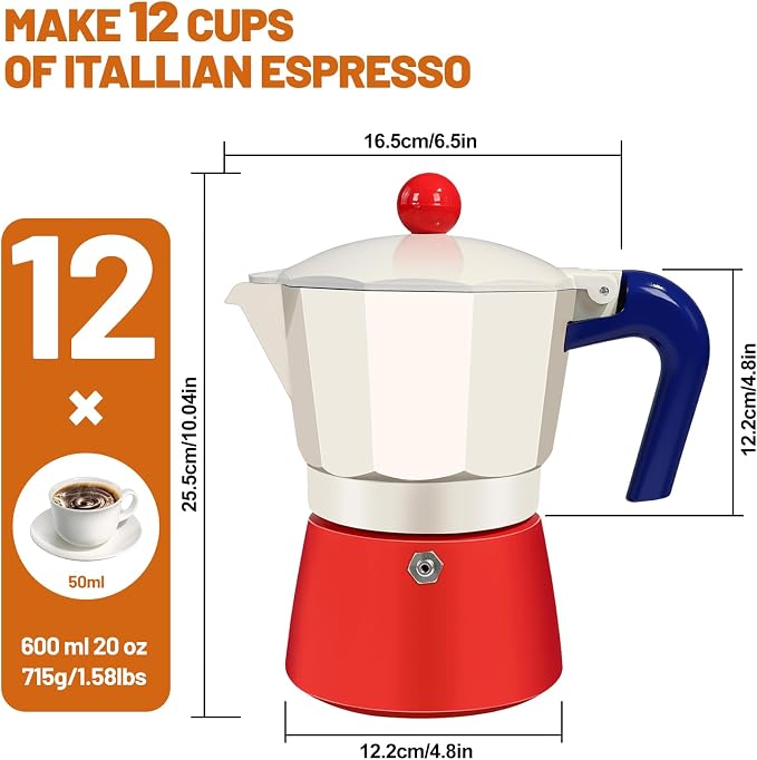 12 Cup Aluminum Espresso Stovetop Moka Pot Express Coffee Maker Percolator - Image 2