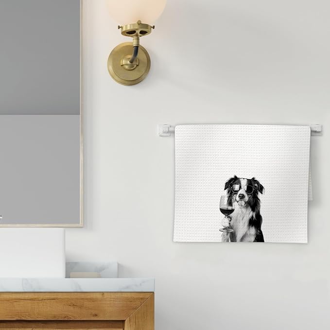 Border Collie Gifts Wine Kitchen Towels, Gifts - Image 2