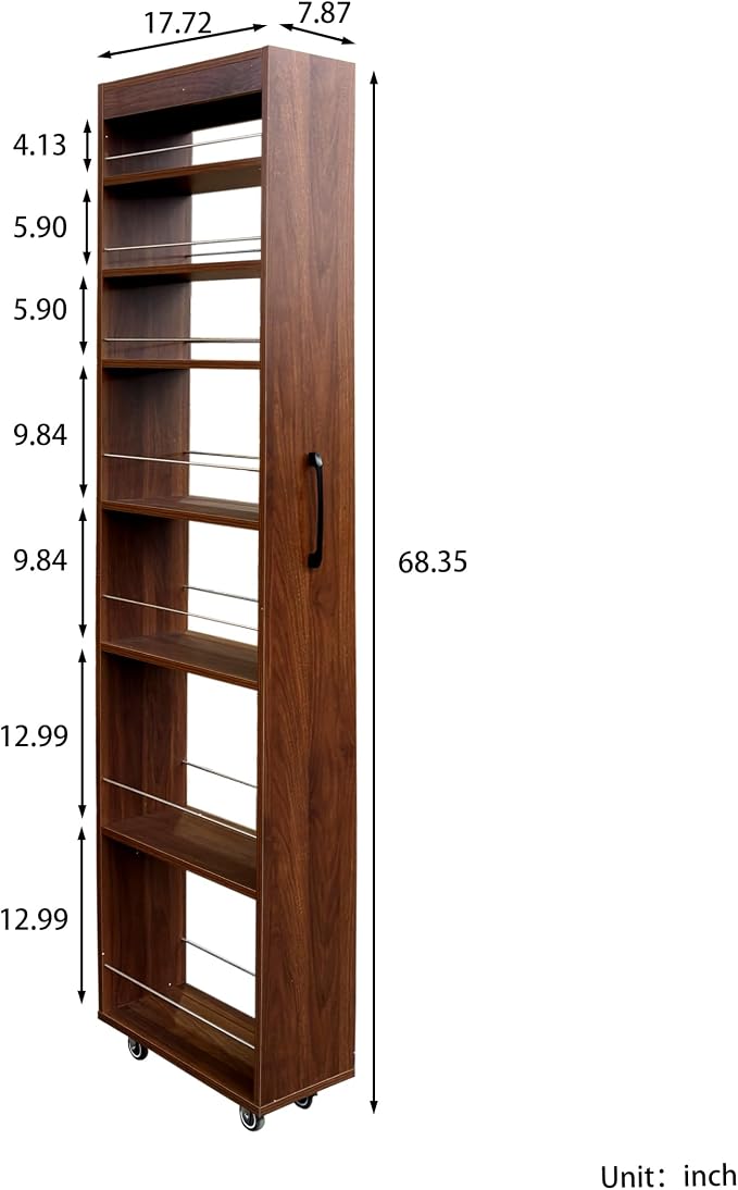 KEIKI 7 Tier Pull-Out Kitchen Pantry Storage Cabinet, Spice Rack Next to Fridge - Image 2
