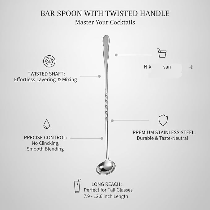 Stainless Steel Bar Spoon with Twisted Handle - Image 4
