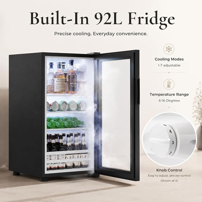 Mini Fridge Cabinet, Fluted Coffee Bar Cabinet - Image 4