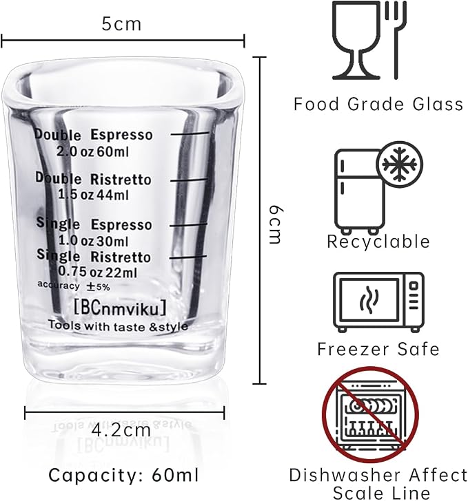 BCnmviku Espresso Shot Glasses Measuring Cup Liquid Heavy Glass - Image 3