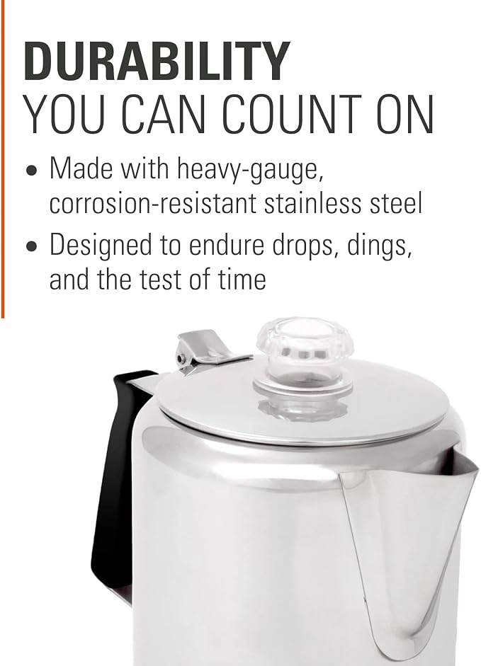 GSI Outdoors Percolator Coffee Pot I Glacier Stainless Steel - Image 4