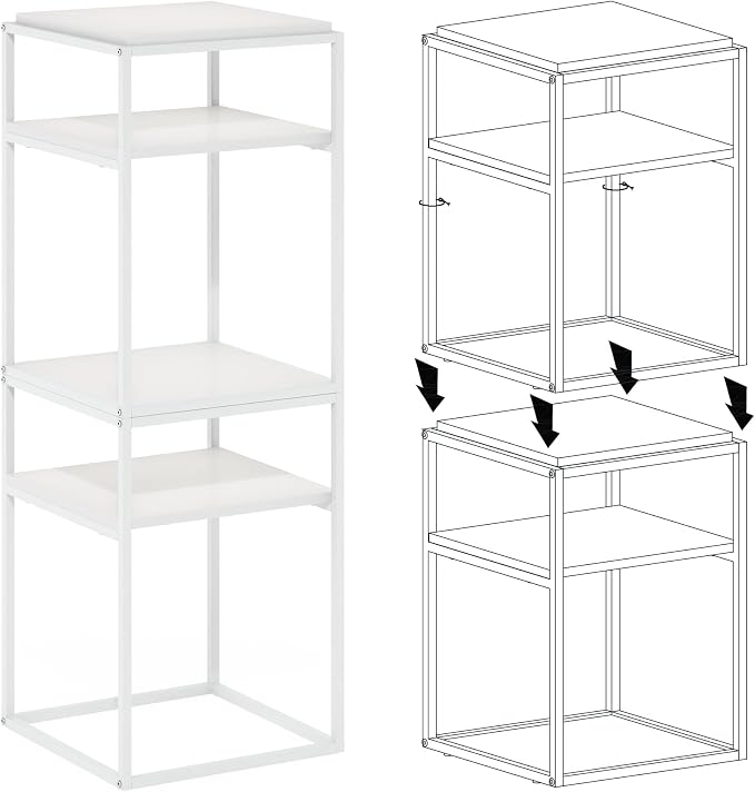 Furinno Moretti Side Table, 2-Tier Stackable Metal Frame End Table - Image 4