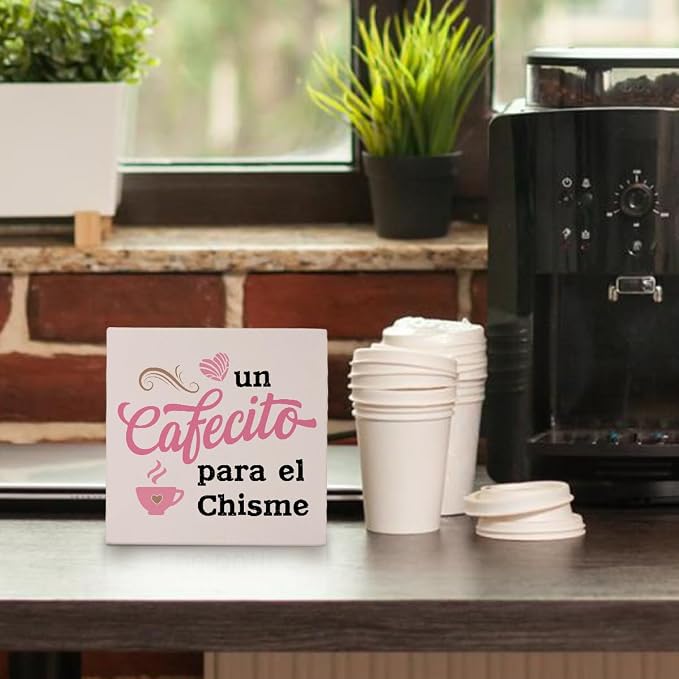 Funny Coffee Kitchen Signs, Farmhouse un Cafecito Para el Chisme, Spanish - Image 3