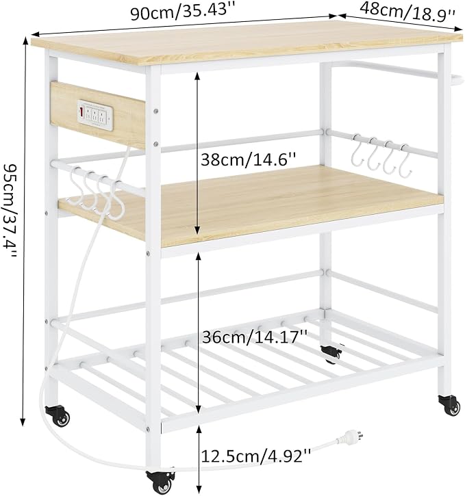 IBUYKE Kitchen Island with 3 Shelves, Island Table - Image 3
