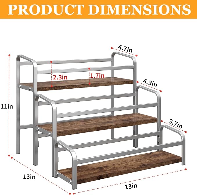 DTUQYX Coffee Syrup Organizer 3-Tier, 12 Bottles Capacity Coffee Syrup Rack - Image 2