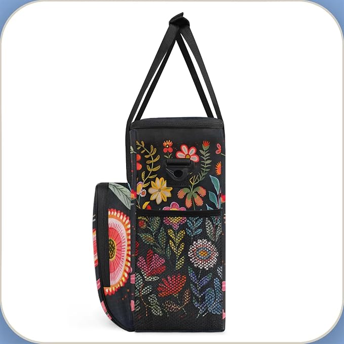 Boho Floral Coffee Maker Carring Bag, Large Insulated Storage Organizer Case - Image 4