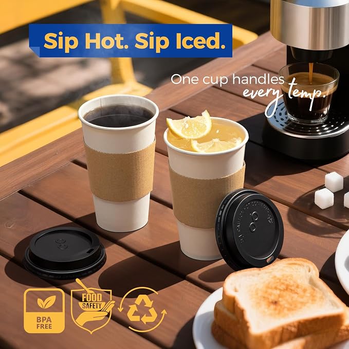 Fit Meal Prep 100 Pack 16 oz Disposable Coffee Cups - Image 5