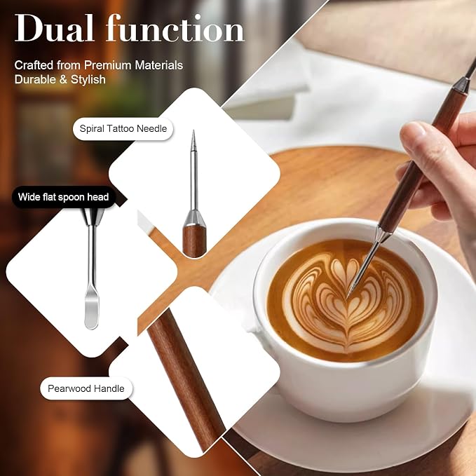 2-Pack Latte Art Pen Set, Stainless Steel Coffee Drawing Tool - Image 5