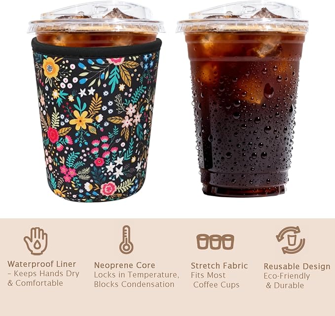 Reusable Insulated Sleeve for Iced Coffee Cup, Coffee Neoprene Sleeve for Cold - Image 6