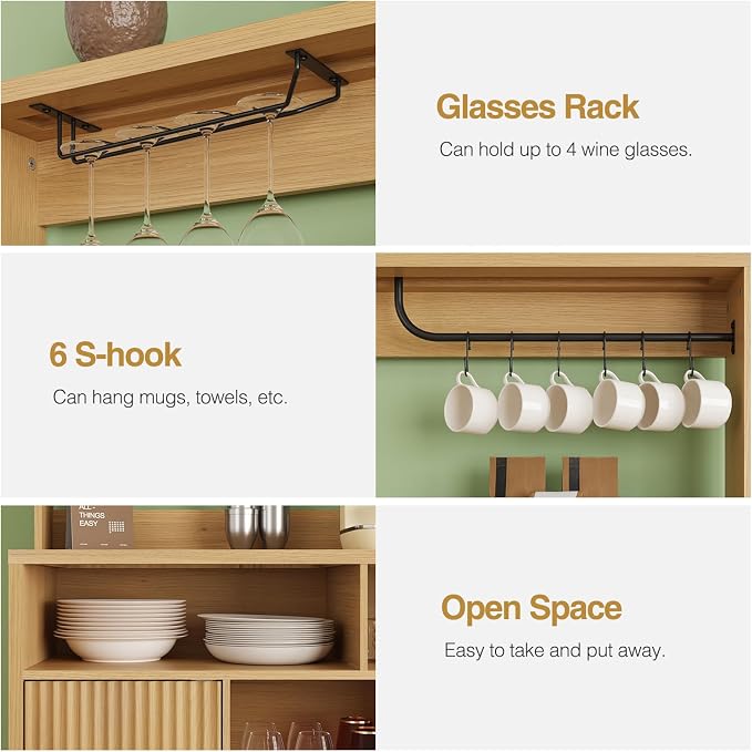 Vabches Fluted Coffee Bar Cabinet - Image 9