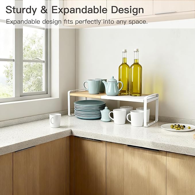 Expandable Cabinet Shelf Organizer & Spice Rack, Stackable Kitchen Counter Shelf - Image 3