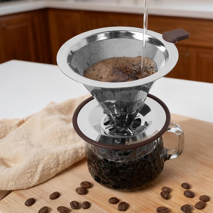 Pour over Coffee Dripper, Stainless Steel Paperless Reusable Coffee Filter - Image 5