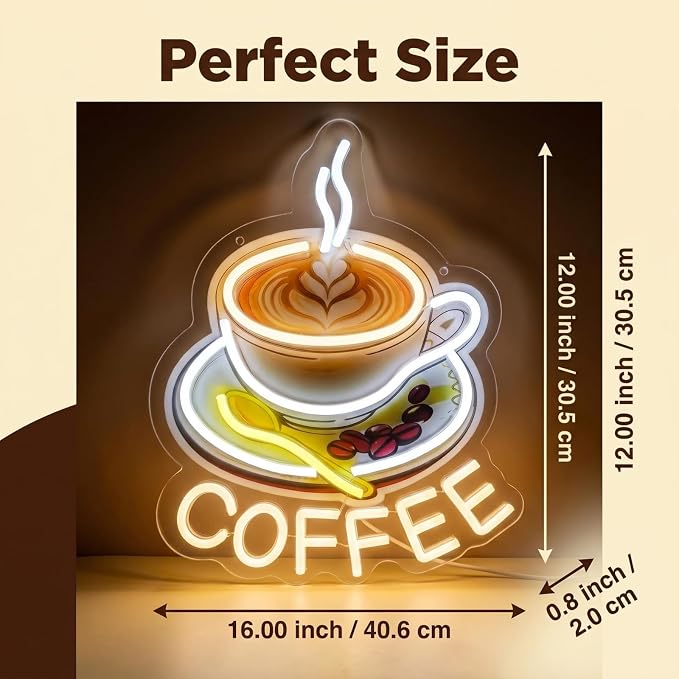 Coffee neon light, UV printed dimmable coffee LED wall decoration, suitable - Image 6