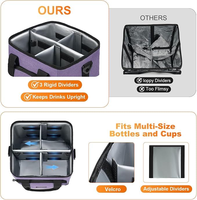 Reusable Drink Carrier with Handle – Insulated, Collapsible 4-Cup Beverage Bag - Image 4