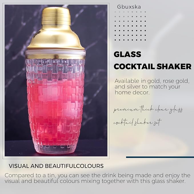 Glass Cocktail & Martini Shaker, 13oz Bar Mixing Shaker - Image 4