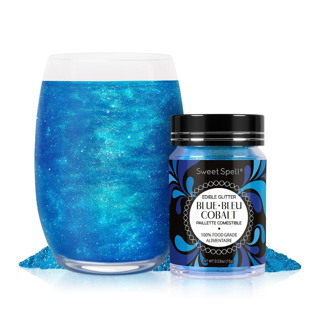 Sweet Spell Edible Glitter (15g) - Shimmer Sparkles for Drinks, Cakes, Cocktails - 100% Edible & Food Grade Glitter, Vegan, Gluten-Free (Blue)