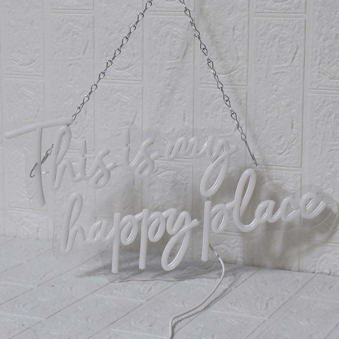 This is My Happy Place Neon Sign, Warm White Neon Lights - Image 6