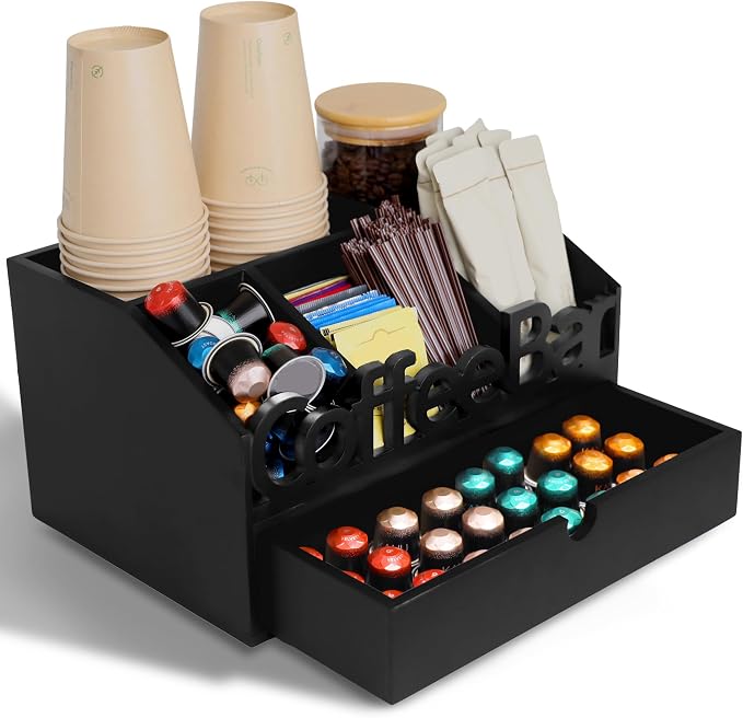 Coffee Bar Organizer Countertop, Wooden Coffee Station by ADDFITHOUSE