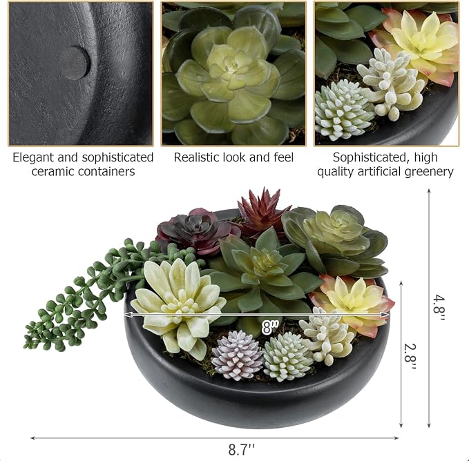 MyGift 8-Inch Artificial Succulent Plant Arrangement - Image 5