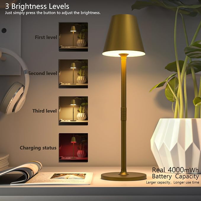 Timjorman 2-Pack Cordless Table Lamps - 5000mAh Rechargeable Battery Operated - Image 2